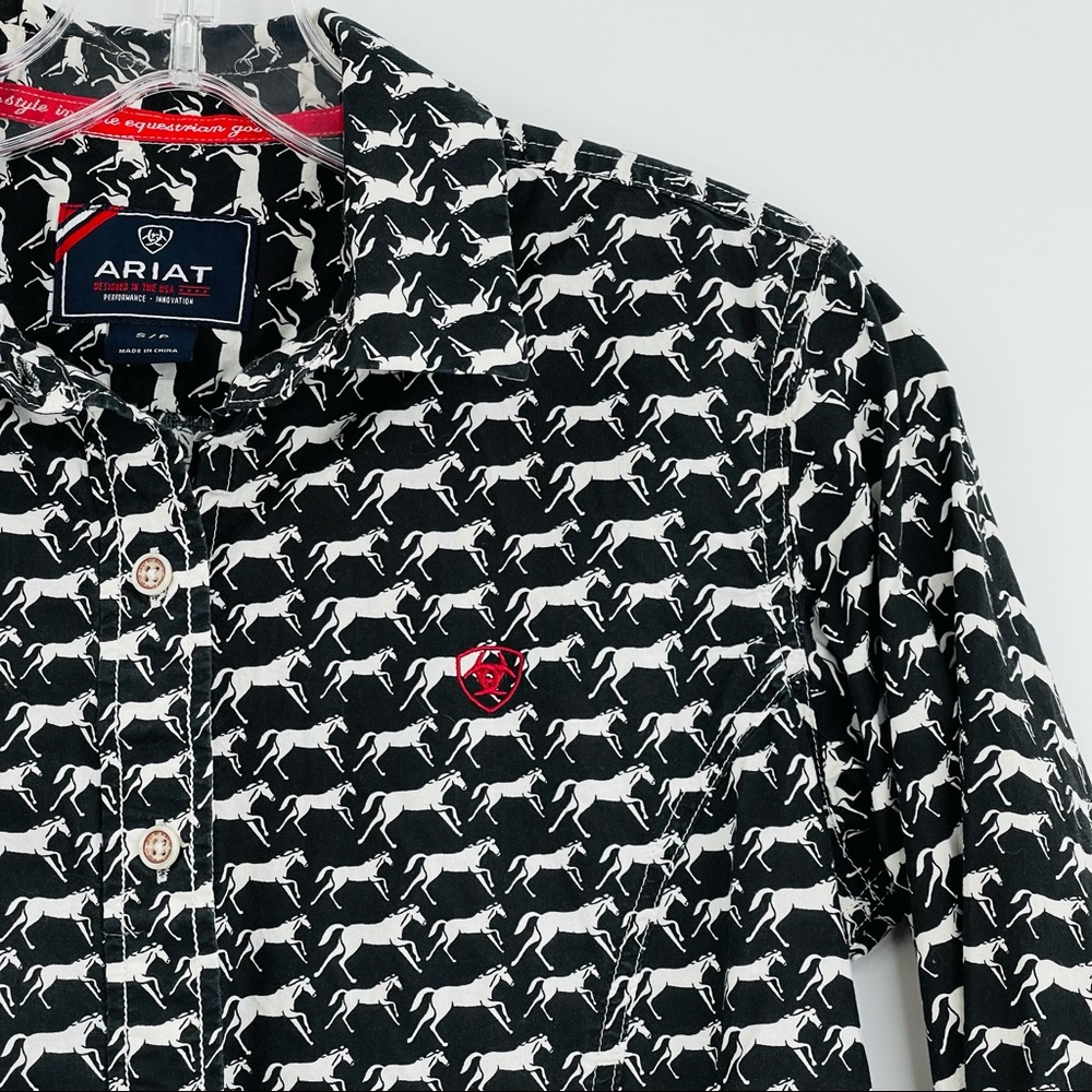 Ariat equestrian horse print button up shirt
